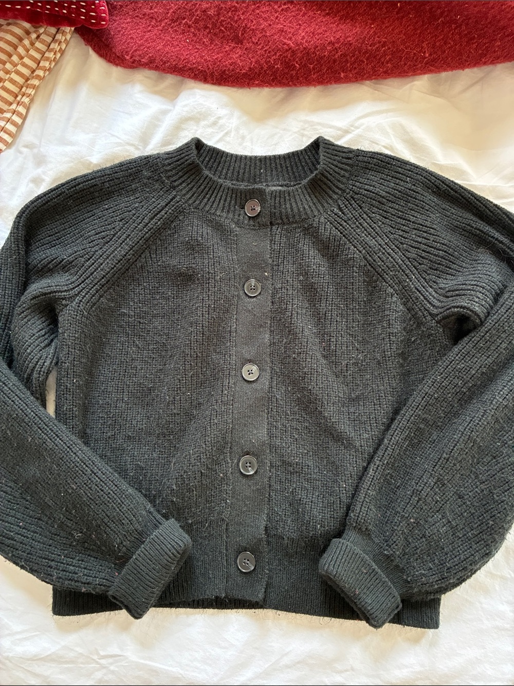 Medium Banana Republic Black Button-Up Ribbed Cardigan